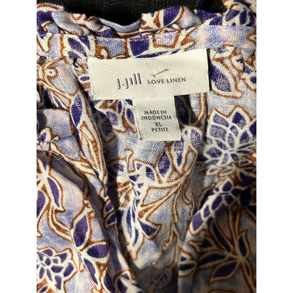 J Jill Womens Love Linen Floral Flower Print 3/4 Sleeve Button Back Tunic XL - Picture 5 of 7